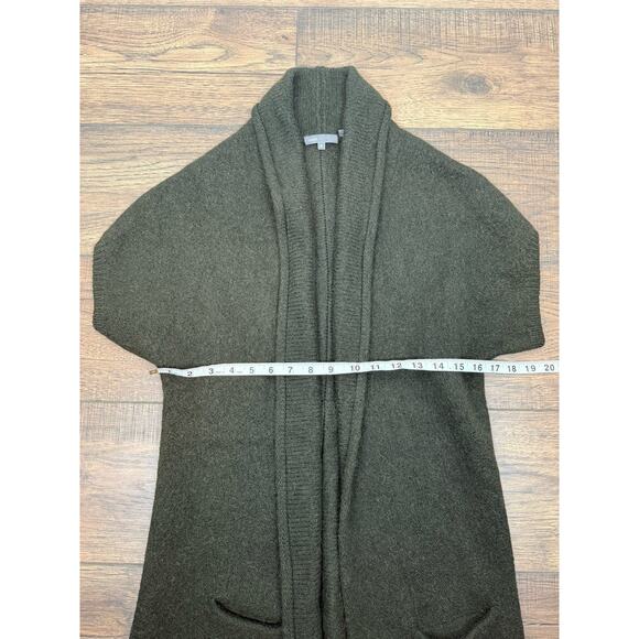 Vince Short Sleeve Wool Cardigan Sweater Dark Green Sz Medium Minimalist - Picture 7 of 8